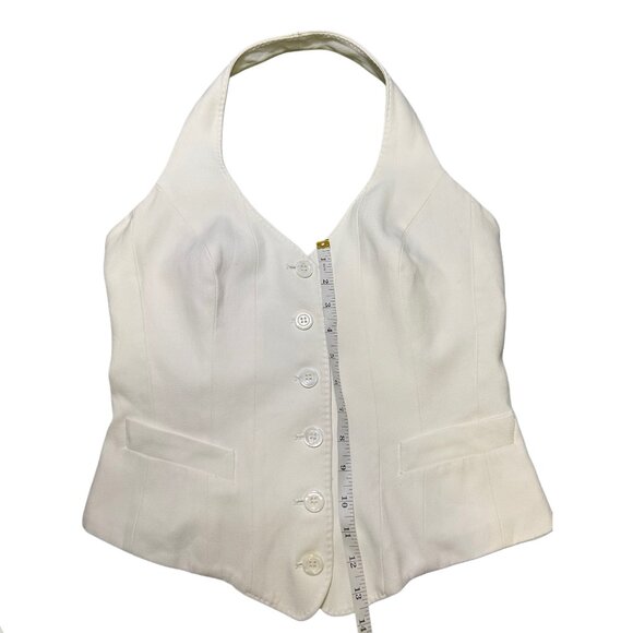 Vintage Karen Millen White Halter Button Front Vest Top - Size 6 - Picture 3 of 5